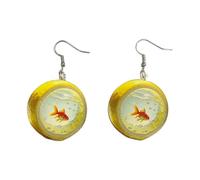 Effetto Scintillante E Moderno Orecchini acrilici Summer & Goldfish, design stravagante in resina con boccia per pesci, gioielli di moda per donne (Yellow, 3.76x0.27cm)