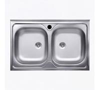 Lavello da appoggio 2 vasche 80 cm inox Inox