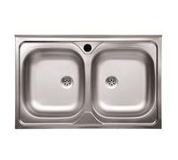 Lavello da appoggio 2 vasche 80 cm inox Inox