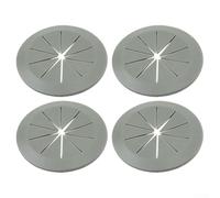 Efficace gestione dei cavi da scrivania con 4 coperture rotonde per fori in filo metallico, per uso domestico o ufficio (grigio, 60 mm)