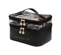 Efficace porta trucchi da viaggio con due livelli Simplistic Makeup Storage Holder per un facile accesso e organizer borsa da toilette alla moda, Nero