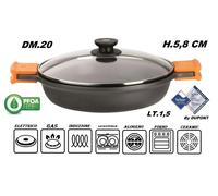 Casseruola bassa efficiente BRA con coperchio in alluminio pressofuso da 20 cm
