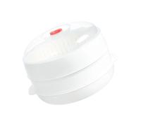 Efficiente contenitore per cottura a vapore a microonde con struttura a strati Fori di dispersione del vapore Coperture trasparenti per un riscaldamento uniforme Gadget da cucina sicuro Manico