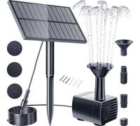 Efficiente fontana solare con 4 ugelli per altezza di spruzzo regolabile perfetta per la decorazione dell'acqua del giardino (1,5 W senza batteria)