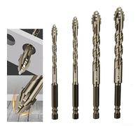 Efficiente punta eccentrica a quattro flute per perforare piastrelle di vetro, cemento, granito, calcestruzzo e plastica, con materiale in carburo e design a spirale (10 mm)