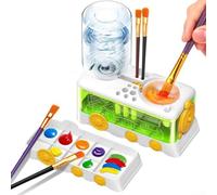 Efficiente tazza di risciacquo per pennelli per giovani creatori, combina un look divertente con funzionalità di drenaggio e asciugatura (verde biancastro)