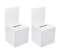 EffiFish 2 scatole per donazioni bianche, con bordo rimovibile per suggerimenti, in carta ondulata, 15,2 x 15,2 x 15,2 cm, facile da montare, per consigli, urne