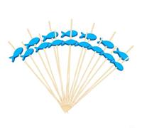 EffiFish 500 stuzzicadenti da cocktail a forma di pesce blu, stuzzicadenti, stuzzicadenti per antipasti, 12 cm di lunghezza, stuzzicadenti fatti a mano, stuzzicadenti per antipasti in mare forniture