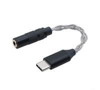 EffiFish Adattatore audio da USB C a 3,5 mm, 32 bit per audio ad alta risoluzione, jack per cuffie plug-and-play per Android e iOS, argento (nero)