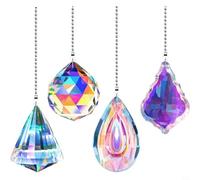 EffiFish Catena di prolunga decorativa per ventilatore da soffitto, con perline di vetro da 32 mm, per illuminazione domestica, 53 cm, catena viola (4 colori)