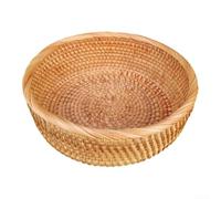EffiFish Cesto portaoggetti rotondo in rattan intrecciato a mano, per frutta, snack o prodotti secchi, in tessuto naturale, organizer da scrivania per casa e soggiorno (medio)