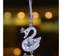EffiFish Ciondolo a forma di cigno con strass, ornamento da appendere, per specchietto retrovisore dell'auto, accessorio decorativo per interni K9
