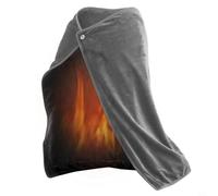 EffiFish Coperta in flanella riscaldata USB, coperta elettrica, scialle elettrico indossabile, con riscaldamento in fibra di carbonio, per casa, ufficio, campeggio, viaggi, blu, 100 x 70 cm (grigio)