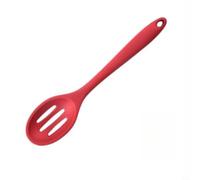 EffiFish Cucchiaio scanalato in silicone con manico ergonomico, resistente al calore, utensile da cucina per scolare pasta e verdure, motivo rosso nero (rosso)