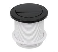 EffiFish Doppio pulsante cromato per sciacquone, rotondo, pneumatico, con doppio tubo flessibile per bagno, 84 x 98 mm, colore: nero
