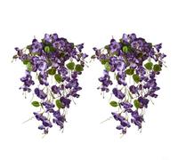 EffiFish Eleganti fiori artificiali di ibisco e rosa, 60 cm, in seta, decorazione da parete, per casa, giardino, viola, 2 pezzi