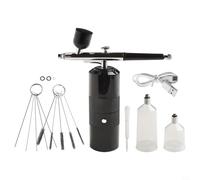 EffiFish Kit aerografo portatile, controllo della pressione regolabile per auto, moto, pittura, nail art, punta da 0,3 mm, ricaricabile tramite USB (nero B)