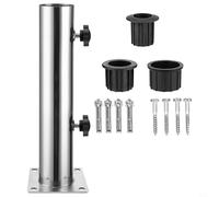 EffiFish Kit base per ombrellone da giardino in acciaio inossidabile, manicotto per alzata per lastre di cemento in granito, ferro, 32 cm, accessorio per patio esterno, bianco (quattro fori)