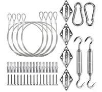 EffiFish Kit hardware per vela ombreggiante 44 pezzi, acciaio inossidabile da 5 mm per corde metalliche per vele ombreggianti triangolari o rettangolari
