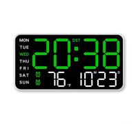 EffiFish Orologio da parete digitale a LED con visualizzazione della data e della settimana, controllo vocale, luminosità regolabile, da tavolo, montaggio a parete