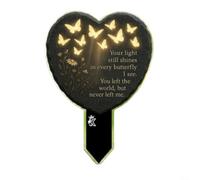 EffiFish Palo da giardino a forma di cuore in acrilico nero, con poesia, impermeabile, per prato e cimitero