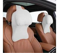 EffiFish Poggiatesta per auto, cuscino per collo in memory foam, ergonomico, supporto 3D per yacht, in pelle scamosciata, per auto, camion, SUV, sedia da gioco, sedile da ufficio, nero (bianco)
