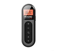 EffiFish Radio FM portatile con retroilluminazione LCD, design mini compatto per campeggio all'aperto e jogging, include cuffie, nero (nero)