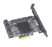 EffiFish Scheda di espansione SATA 3.0 a 6 porte, ASM1166 per PCIe x4/x8/x16 con LED per Windows/Linux/Synology, senza driver