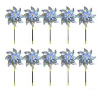 EffiFish Set 10 Mulini a per vento PVC Esterni Set 10 Mulini a per vento | per superficie altamente riflettente, spaventa per gli uccelli, protegge colture, design argentato, per ideale per orti