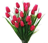 EffiFish Tulipani artificiali, confezione da 6, 12, 60 pezzi, tulipani finti con 5 teste ciascuno, piante da fiore in seta per decorazione domestica, matrimoni, giardino e fotografia, 35 cm (E 6 pezzi