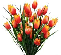 EffiFish Tulipani artificiali, confezione da 6, 12, 60 pezzi, tulipani finti con 5 teste ciascuno, piante da fiore in seta per decorazione domestica, matrimoni, giardino e fotografia, 35 cm (G 6 pezzi