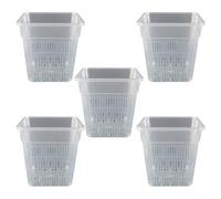 EffiFish Vaso trasparente per piante e orchidee, contenitore quadrato trasparente con fori di ventilazione, sistema di monitoraggio dello sviluppo delle radici delle piante (12 cm senza vassoio)