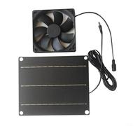 EffiFish Ventilatore a pannello solare da 6 W per animali domestici, ventola di scarico monocristallino in silicone con cavo per pollaio, cuccia per cani, gatti, colore nero