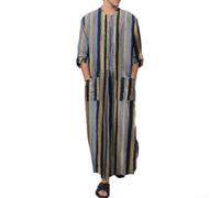 EfforPrac Caftano musulmano da uomo Thobe Jubba abito a maniche lunghe da | Misto cotone e poliestere, taglie M-3XL, stile tradizionale arabo saudita, design a maniche lunghe per l'uso quotidiano