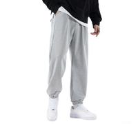 EfforPrac Men Cuffed Sweatpants Loose Straight Fit XL-5XL | Loose straight cut, cuffed ankle hem, sizes XL to 5XL, comfortable daily wear, solid color style