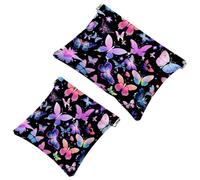 Effortless Glam: Art Butterfly-1074 - Trousse impermeabile per il trucco, portatile, da donna, Multicolore, A：7.1x5.8in/18x14.8cm，B:4.7x4.5in/12x11.5cm