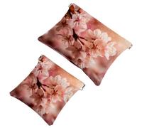 Effortless Glam: borsa per il trucco impermeabile con fiori di ciliegio rosa estetico 314 - custodia portatile per le donne, Multicolore, A：7.1x5.8in/18x14.8cm，B:4.7x4.5in/12x11.5cm