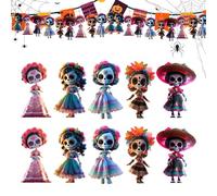 Effrayante, 10 Figurines Effrayantes, Décor Gothique Punk en Acrylique 2D de Fantôme avec Corde de 5 m pour Fenêtre N