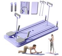 EFGETD Pilates Reformer Board Set di rulli per addominali a rimbalzo automatico, pieghevole, per esercizi a casa, con supporto per gomito e fasce di resistenza