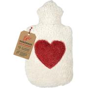 Efie - Borsa dell'acqua calda con applicazione a cuore, coltivazione biologica controllata (organic), Made in Germany