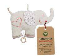 Efie Carillon a forma di elefante, realizzato a mano in Germania, 100% cotone (kbA), imbottitura in lana vergine (kbT), certificato GOTS, giocattolo sostenibile per bambini, melodia (sonno)