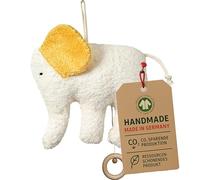 Efie Carillon a forma di elefante, realizzato a mano in Germania, 100% cotone (kbA), imbottitura in lana vergine (kbT), certificato GOTS, sostenibile, melodia Mozart (addormenta il mio principe