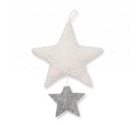Efie Carillon biologico a forma di stella con stelle, certificato GOTS, realizzato a mano in Germania, melodia: LaLeLu (Brahms)