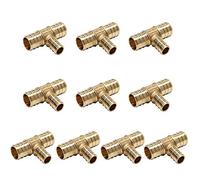 Efield - Confezione da 10 raccordi a T riduttori in ottone da 3/4" x 3/4" x 1/2", senza piombo, 10 pezzi