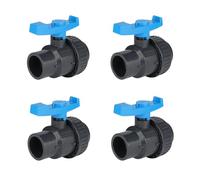 EFIELD SCH 80, valvola a sfera a porta singola in PVC, attacco a presa, presa di collegamento, grigio con manico blu, confezione da 4