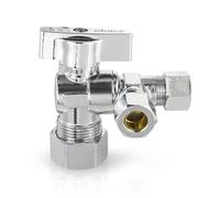 EFIELD Valvola di arresto angolare a doppia compressione da 1/4 di giro, 1/2" NOM (5/8" OD) x (3/8" x 3/8") ottone cromato (1), (VALVE206-1PCS)