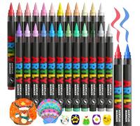 Efimeso 24 Colori Set di Acrilici Pennarelli, Acrylic Marker a base d'acqua, Colori Acrilici Professionali per la Pittura Rupestre, Tessuto, Ceramica, Legno, Tela