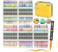 Efimeso 360 Colori Pennarelli Acrilici, Pennarello Vernice Acrilica a Pennello a Base Acqua, Pennarello Vernice Acrilica per Roccia, Tela, Legno, Pietra, Ceramica, Vetro, Tessuto