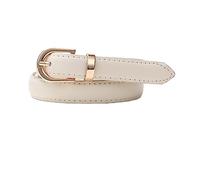 EFLAL 105-130cm Cintura da donna in pelle sottile con fibbia ad ardiglione multicolore con decorazione a fibbia in lega a forma di D., Beige
