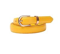 EFLAL 105-130cm Cintura da donna in pelle sottile con fibbia ad ardiglione multicolore con decorazione a fibbia in lega a forma di D., Giallo